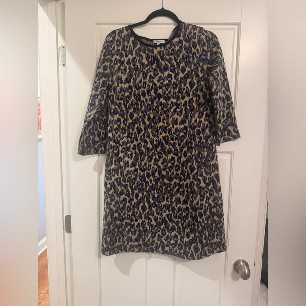 Tyler Boe Leopard Print Dress with Blue Highlights